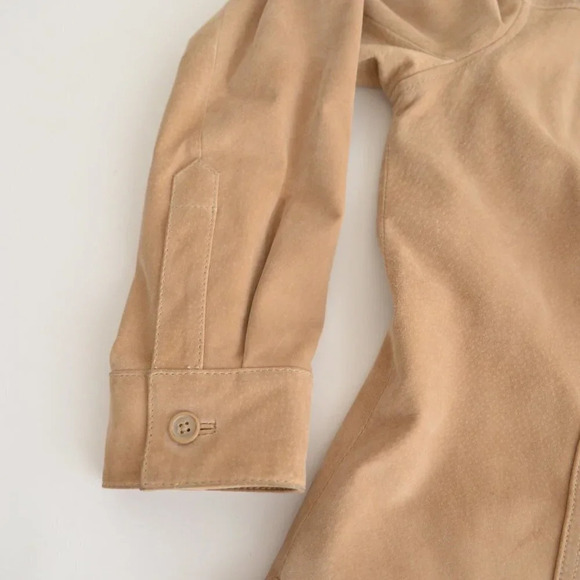 Vintage Cherokee Tan 100% Leather Suede Button Up Jacket Size Small - Picture 9 of 16